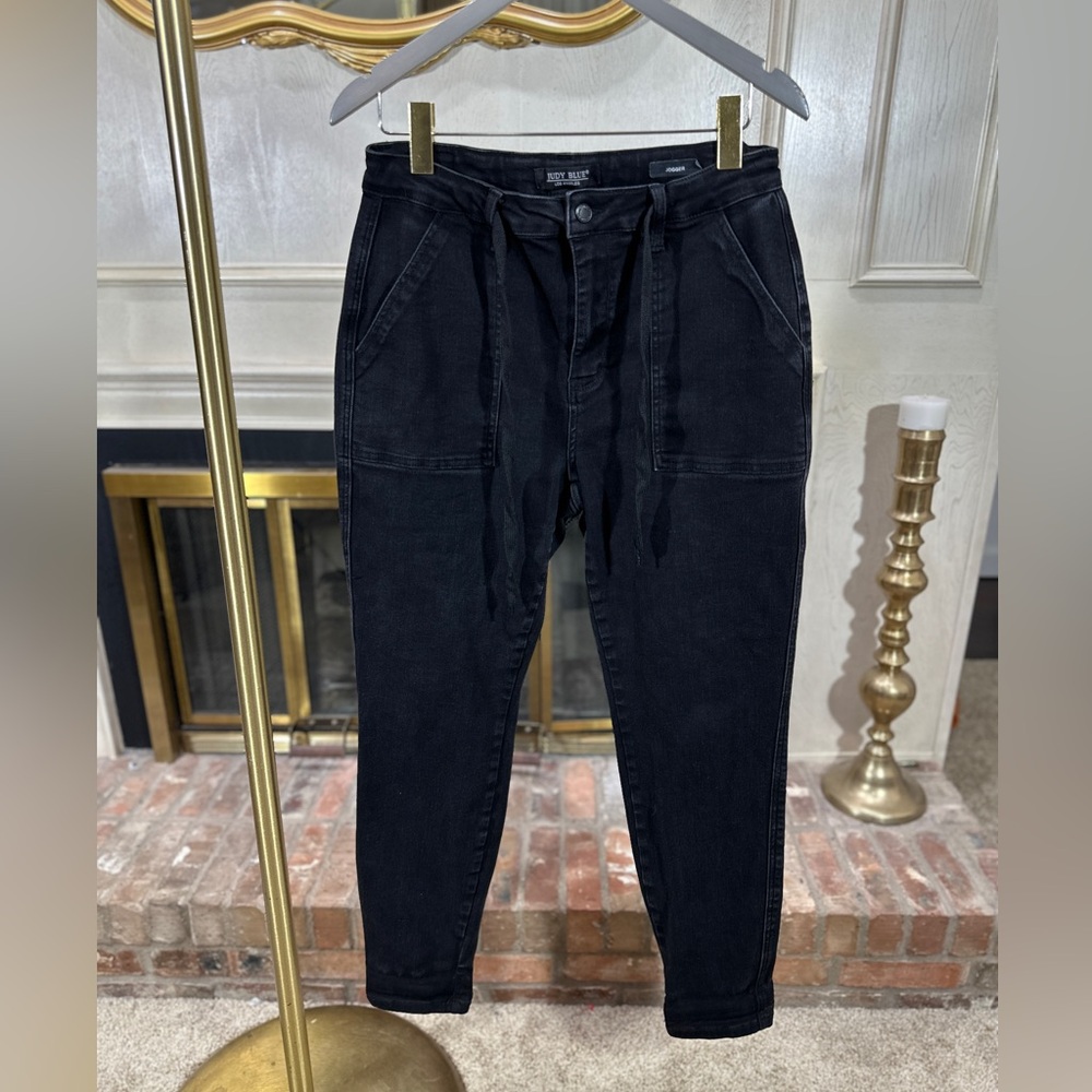 Judy Blue Black‎ Denim Jogger Pants Women’s 11/30 Thick Stretch Workwear Pockets